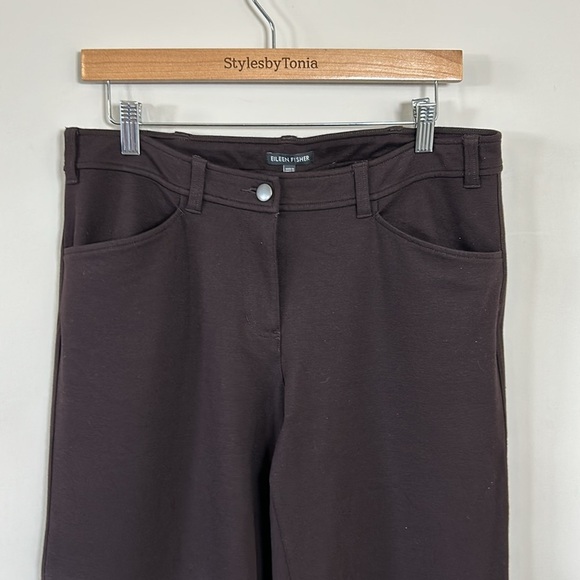 EILEEN FISHER Straight Jean Chocolate Brown Straight Leg Mid Rise Pant Sz M NEW - Picture 3 of 10